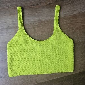 Aerie Lime Green Crochet Crop Top